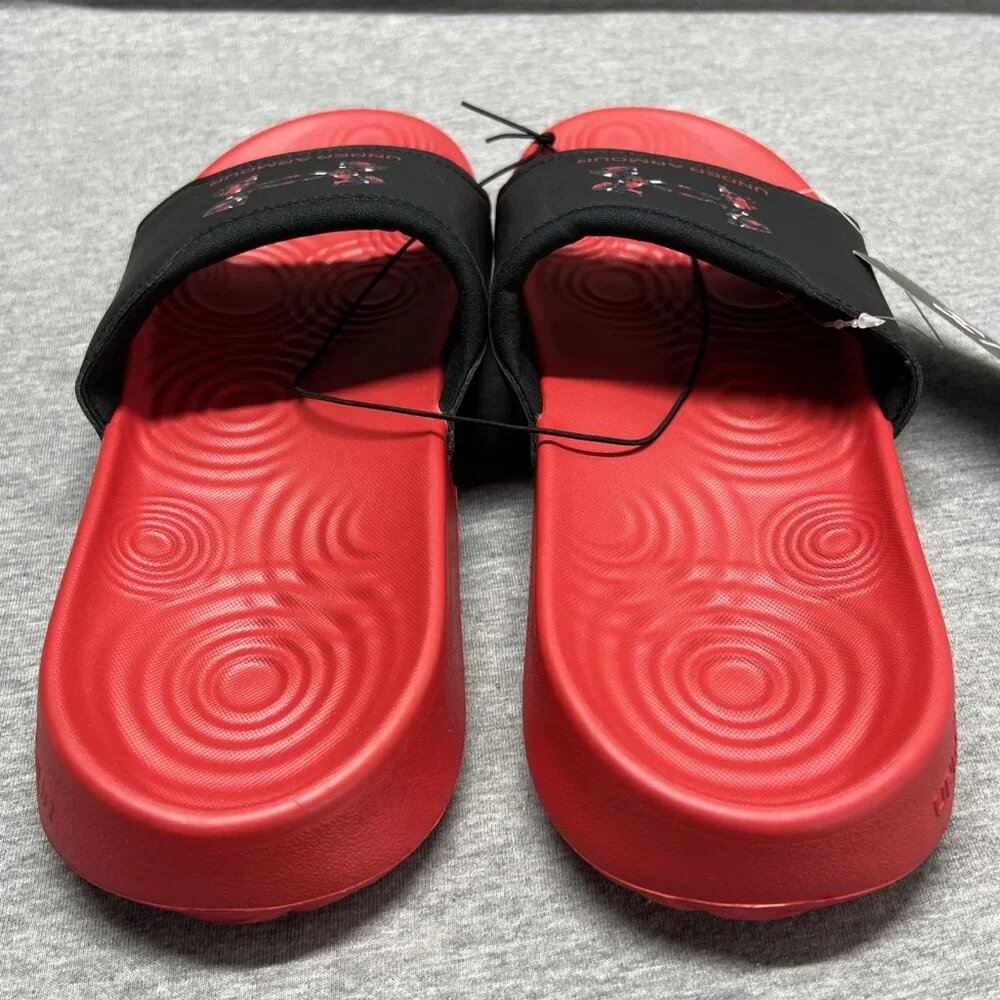 Under Armour Ignite GRH Logo UA‎ Red/Black Men Slip On Sandal Slides Shoe Sz 10